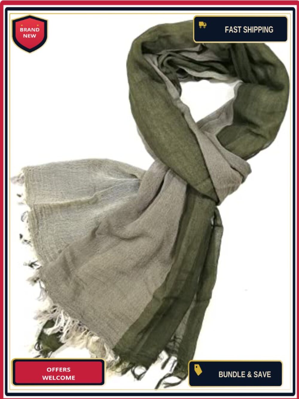 Unisex Cotton Scarves 50% Cotton 50% Polyester Soft Breathable 74.8"